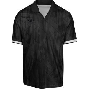 imageUmbro Mens AOP Short Sleeve Johnny Collar ShirtBlack  White