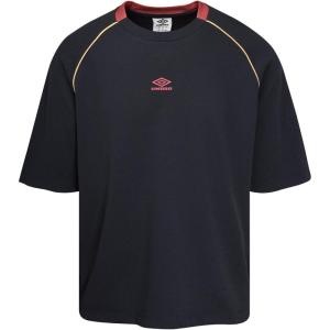 imageUmbro Mens Panelled Short Sleeve Mesh TShirtBlack Red Dahlia Antique Gold