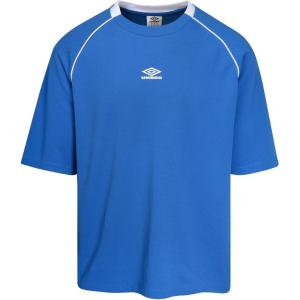 imageUmbro Mens Panelled Short Sleeve Mesh TShirtClassic Blue Brillant White