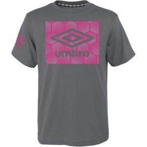 imageUmbro Boys Icos Logo TeeGunmetalFuchsia Fedora