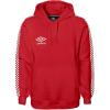 image:imageUmbro Mens Pullover Fleece Hoodie Soft Touch Cotton Rich Sweatshirt Hooded Top With Hood and Long SleevesVermillionWhite