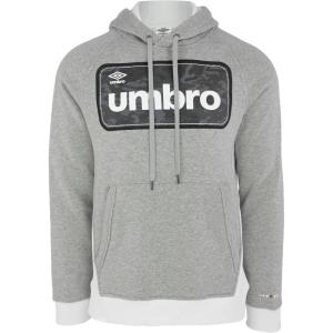 image:imageUmbro Mens Pullover Fleece Hoodie Soft Touch Cotton Rich Sweatshirt Hooded Top With Hood and Long SleevesHeather Grey