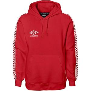 image:imageUmbro Mens Pullover Fleece Hoodie Soft Touch Cotton Rich Sweatshirt Hooded Top With Hood and Long SleevesVermillionWhite