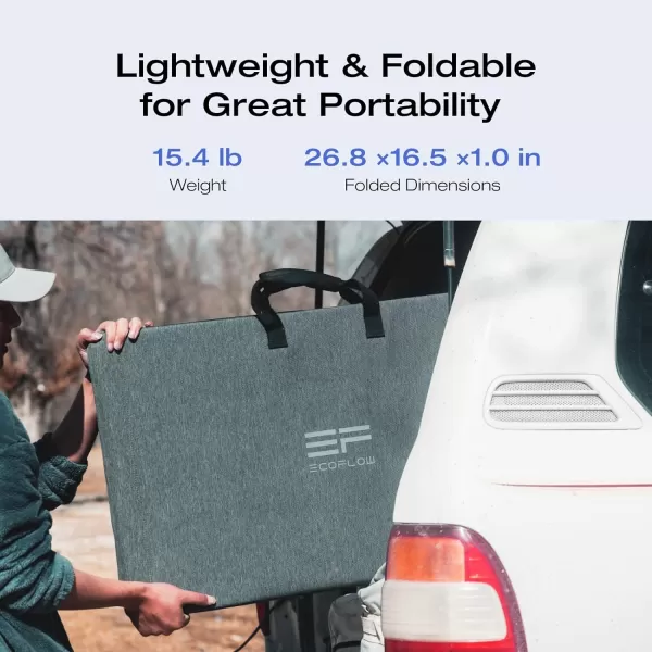 EF ECOFLOW 60W Portable Solar Panel for Power Stations, Camping, Backup Lightweight Foldable Solar Panel with Supporting Stand, High 23.4% Converting Monocrystalline Cells IP68 Waterproof