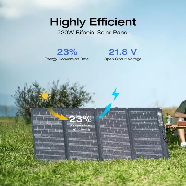 EF ECOFLOW 60W Portable Solar Panel for Power Stations, Camping, Backup Lightweight Foldable Solar Panel with Supporting Stand, High 23.4% Converting Monocrystalline Cells IP68 Waterproof