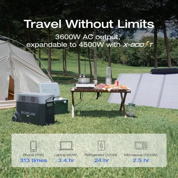 EF ECOFLOW DELTA Pro Extra Battery 3600Wh, 2.7H to Full Charge, Battery Backup for Home Use, Blackout, Camping, RV)