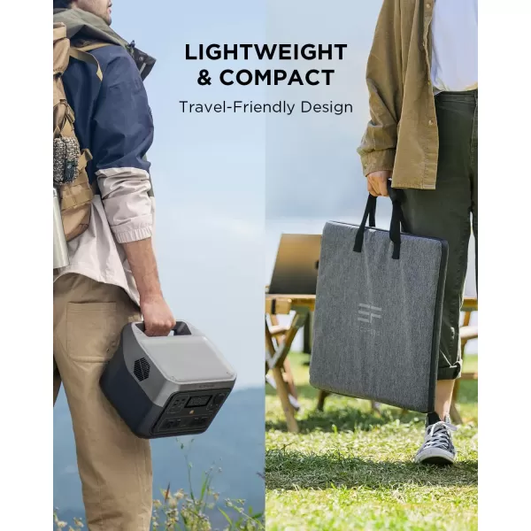 EF ECOFLOW Portable Power Station RIVER 2 Max, 512Wh LiFePO4 Battery/ 1 Hour Fast Charging, Up To 1000W Output Solar Generator  for Outdoor Camping/RVs/Home Use Black