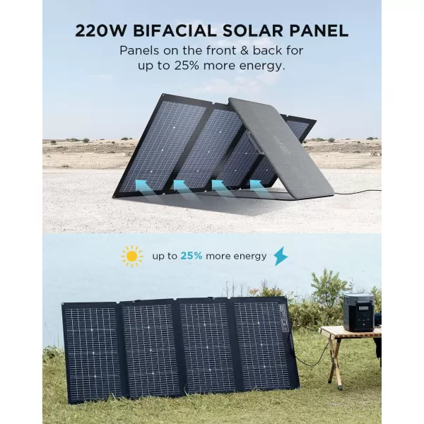 EF ECOFLOW Solar Generator DELTA2 with 220W Solar Panel, LFP Battery, Fast Charging, Portable Power Station for Home Backup Power, Camping &amp; RVs