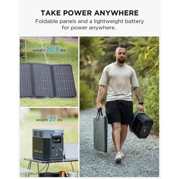 EF ECOFLOW Solar Generator DELTA2 with 220W Solar Panel, LFP Battery, Fast Charging, Portable Power Station for Home Backup Power, Camping &amp; RVs