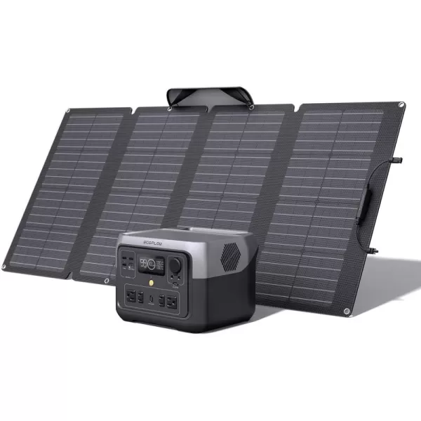 EF ECOFLOW Portable Power Station RIVER 2 Max, 512Wh LiFePO4 Battery/ 1 Hour Fast Charging, Up To 1000W Output Solar Generator  for Outdoor Camping/RVs/Home Use Black