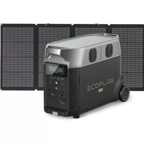 EF ECOFLOW Solar Generator 120V/3.6kWh DELTA Pro with 3x400W Portable Solar Panel, 23% High-Efficiency, 5 AC Outlets, 3600-4500W, Portable Power Station for Home Use Emergency Blackout Camping RV