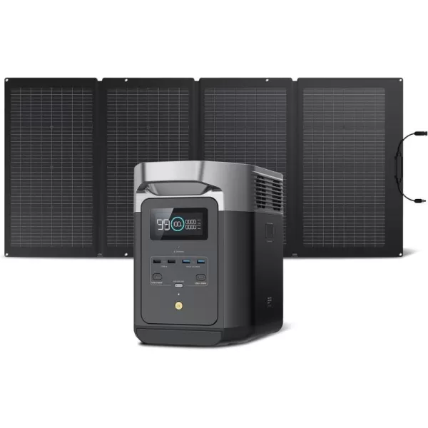 EF ECOFLOW Solar Generator DELTA2 with 220W Solar Panel, LFP Battery, Fast Charging, Portable Power Station for Home Backup Power, Camping &amp; RVs