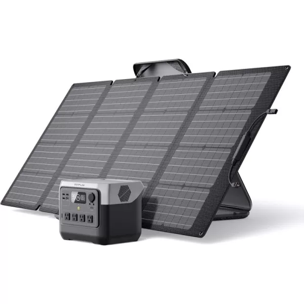 EF ECOFLOW Solar Generator RIVER 2 Pro 768Wh LiFePO4 Battery with 220W Solar Panel, 4x800W AC Outlets , Portable Power Station for Home Backup Outdoors Camping RV Emergency