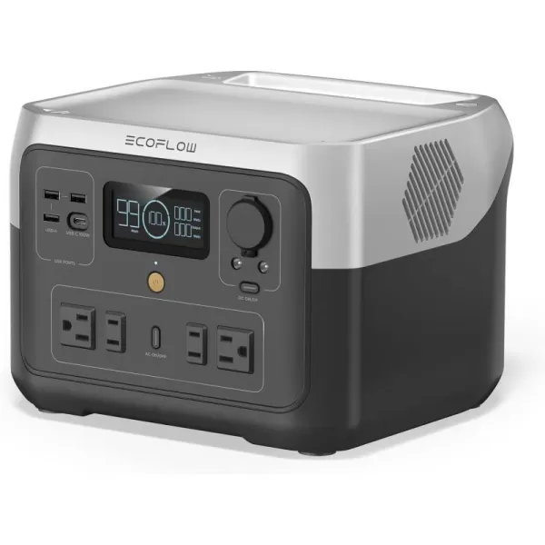 EF ECOFLOW Portable Power Station RIVER 2 Max 500, 499Wh LiFePO4 Battery/ 1 Hour Fast Charging, Up To 1000W Output Solar Generator  for Outdoor Camping/RVs/Home Use