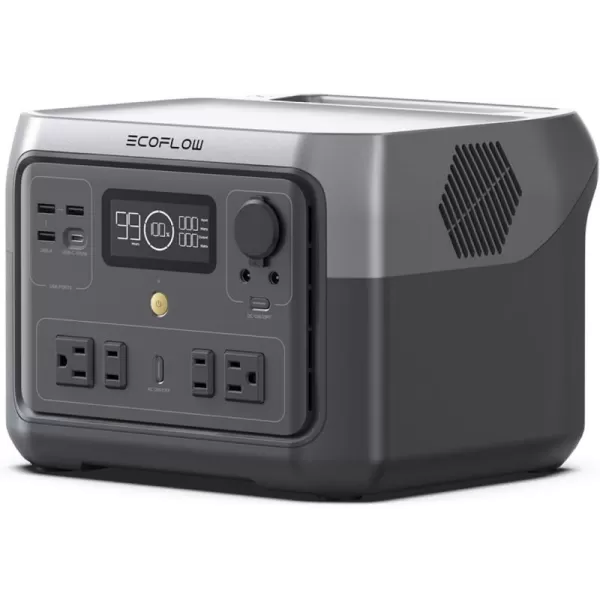 EF ECOFLOW Portable Power Station RIVER 2 Max 500, 499Wh LiFePO4 Battery/ 1 Hour Fast Charging, Up To 1000W Output Solar Generator  for Outdoor Camping/RVs/Home Use