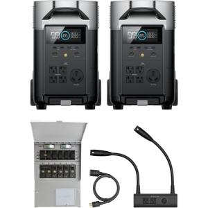 imageEF ECOFLOW 240V7200Wh 7200W Home Battery Backup Kit 2 DELTA Pro with Double Voltage Hub with Transfer Switch Lifepo4 Power Station Electricity Generator for Home Use Blackout Emergency2 DELTA ProDouble Voltage HubTS