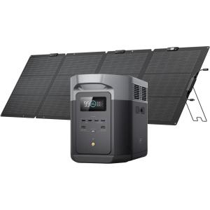 imageEF ECOFLOW Portable Power Station DELTA 3 Max 2048Wh LiFePO4 Battery Solar Generator Solar Panel Optional 3400W XBoost Output UltraFast 080 Charging in 113 Hr Home Backup ampamp RV CampingDELTA 2 Max220W Solar Panel