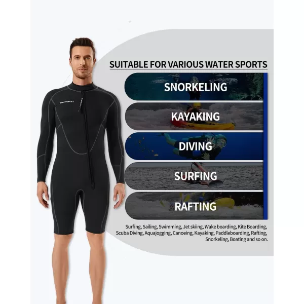 Seaskin 3mm Long Sleeve Shorty Wetsuit for Mens