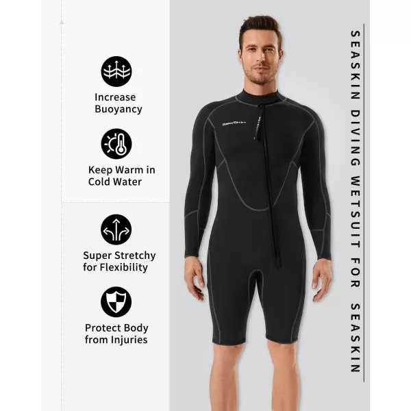 Seaskin 3mm Long Sleeve Shorty Wetsuit for Mens