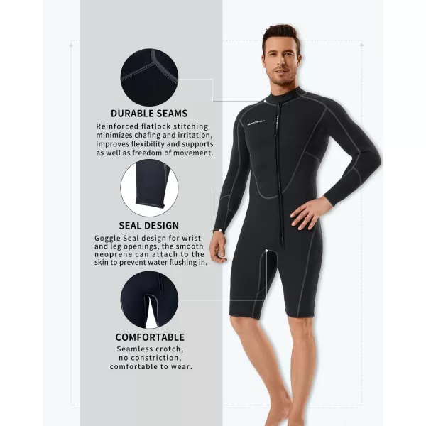 Seaskin 3mm Long Sleeve Shorty Wetsuit for Mens
