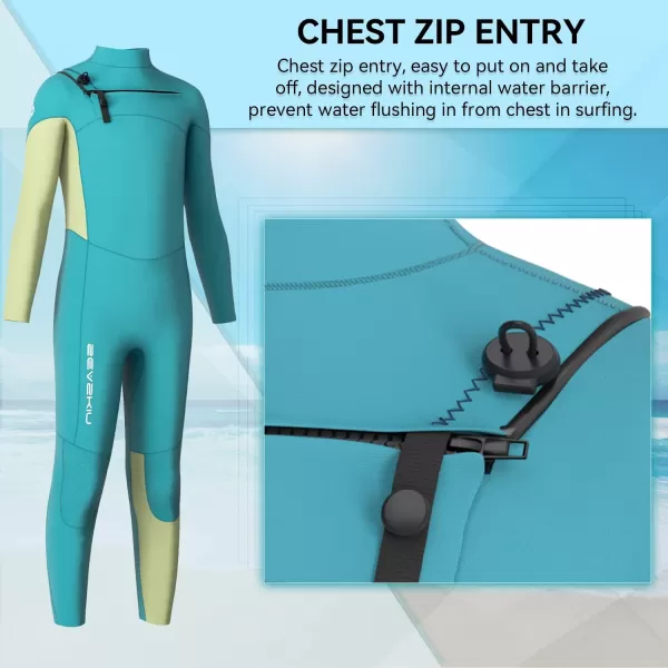 Seaskin Kids Surfing Wetsuit 3/2mm Chest Zip Full Wetsuit Super Stretch