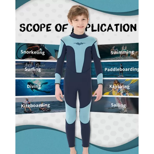 Seaskin Kids Wetsuit for Boys Girls Toddler 3mm Back Zip Thermal Swimsuits