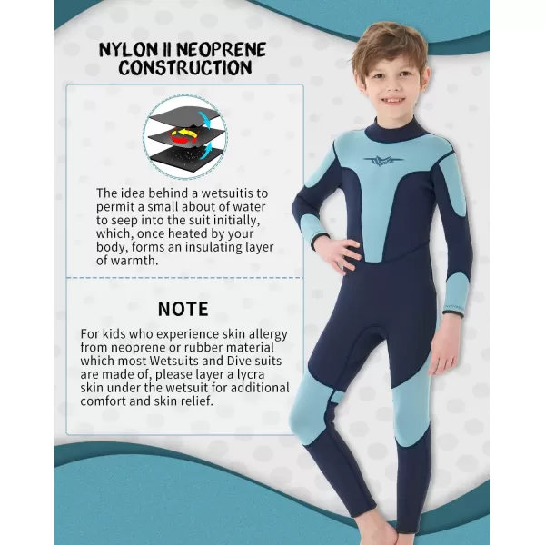 Seaskin Kids Wetsuit for Boys Girls Toddler 3mm Back Zip Thermal Swimsuits