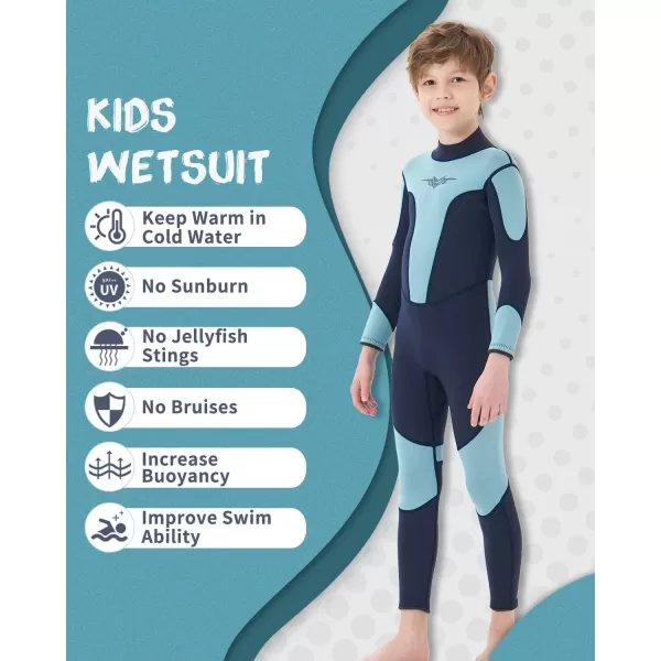 Seaskin Kids Wetsuit for Boys Girls Toddler 3mm Back Zip Thermal Swimsuits