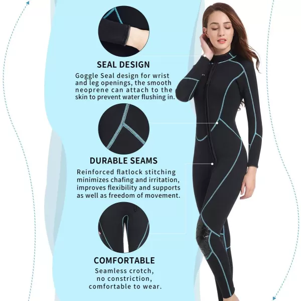 Seaskin Mens 3mm Shorty Wetsuit Womens, Full Body Diving Suit Front Zip Wetsuit for Diving Snorkeling Surfing Swimming