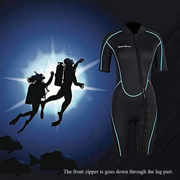 Seaskin Mens 3mm Shorty Wetsuit Womens, Full Body Diving Suit Front Zip Wetsuit for Diving Snorkeling Surfing Swimming