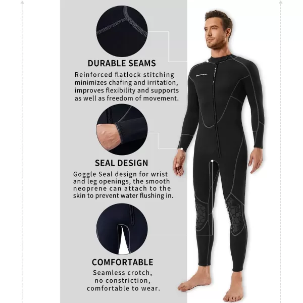 Seaskin Mens 3mm Shorty Wetsuit Womens, Full Body Diving Suit Front Zip Wetsuit for Diving Snorkeling Surfing Swimming