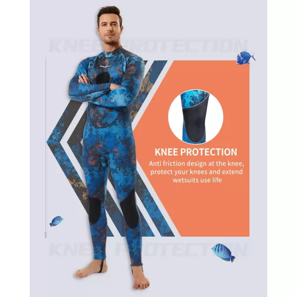 Seaskin Spearfishing Wetsuit for Mens, 1.5mm 3mm Neoprene Camo Full Body Diving Suits for Snorkeling Swimming