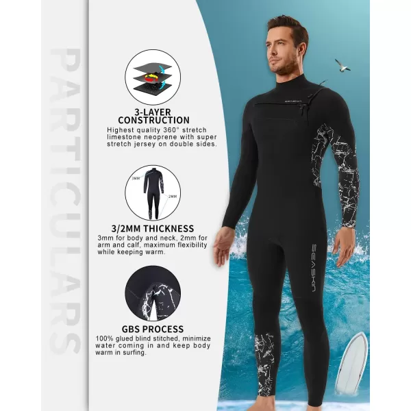 Seaskin Surfing Wetsuit for Mens Womens 3/2mm Chest Zip GBS Full Wetsuit