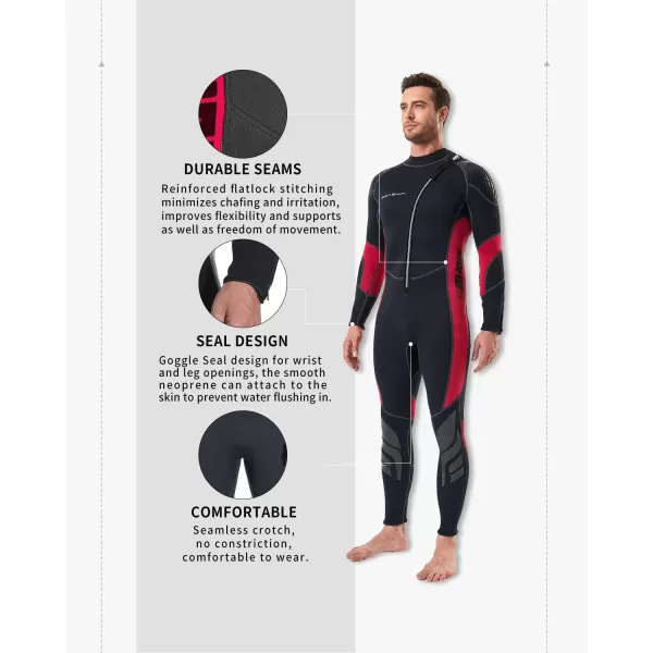 Seaskin Wetsuits for Men Women 3mm Front Zip Full Wetsuit