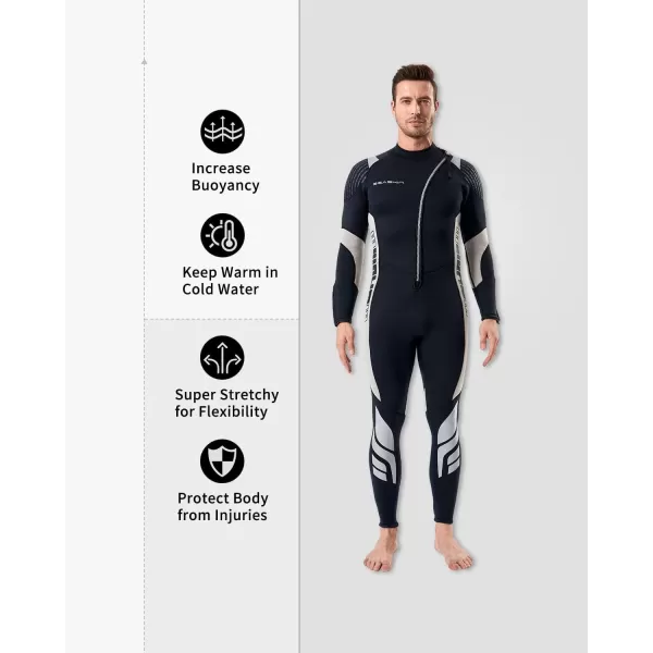 Seaskin Wetsuits for Men Women 3mm Front Zip Full Wetsuit