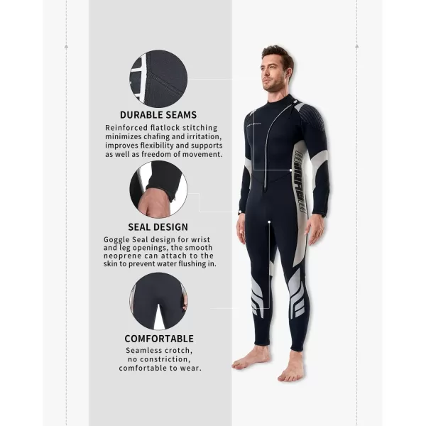 Seaskin Wetsuits for Men Women 3mm Front Zip Full Wetsuit