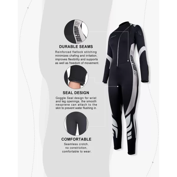Seaskin Wetsuits for Men Women 3mm Front Zip Full Wetsuit