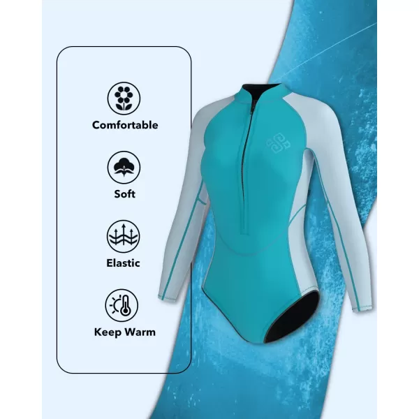Seaskin Womens One Piece Long Sleeves Shorty Wetsuit 2mm