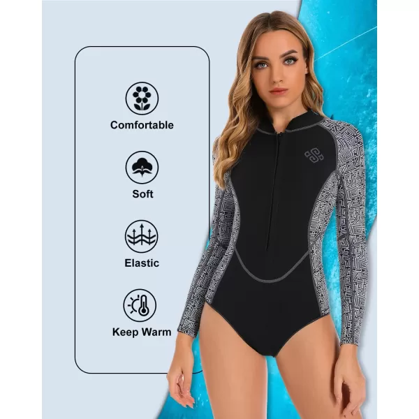 Seaskin Womens One Piece Long Sleeves Shorty Wetsuit 2mm