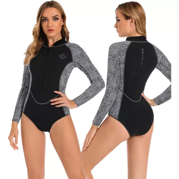 Seaskin Womens One Piece Long Sleeves Shorty Wetsuit 2mm