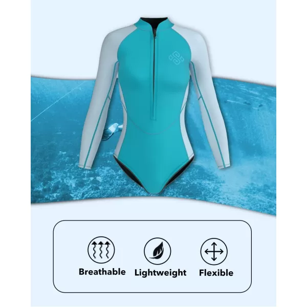 Seaskin Womens One Piece Long Sleeves Shorty Wetsuit 2mm