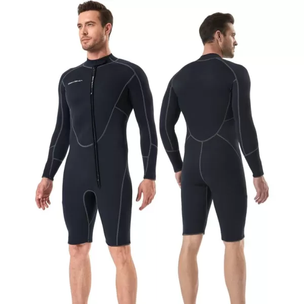 Seaskin 3mm Long Sleeve Shorty Wetsuit for Mens