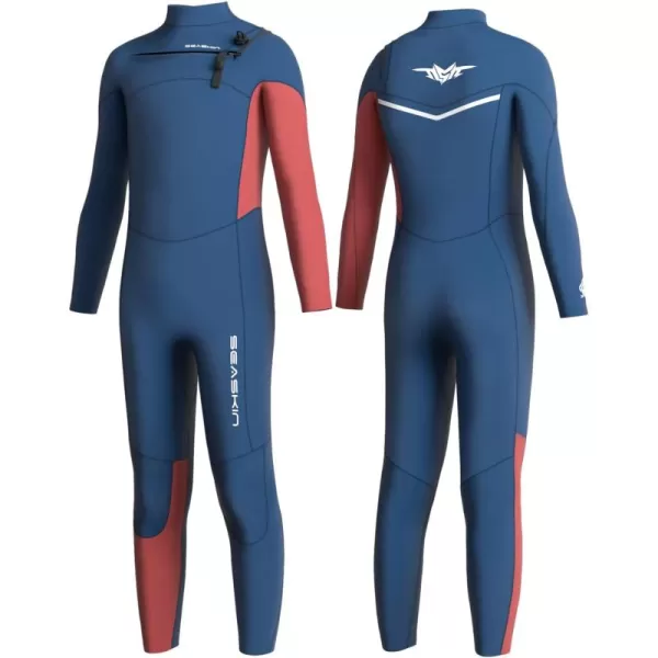 Seaskin Kids Surfing Wetsuit 3/2mm Chest Zip Full Wetsuit Super Stretch