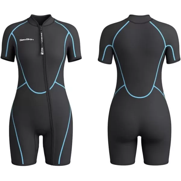 Seaskin Mens 3mm Shorty Wetsuit Womens, Full Body Diving Suit Front Zip Wetsuit for Diving Snorkeling Surfing Swimming