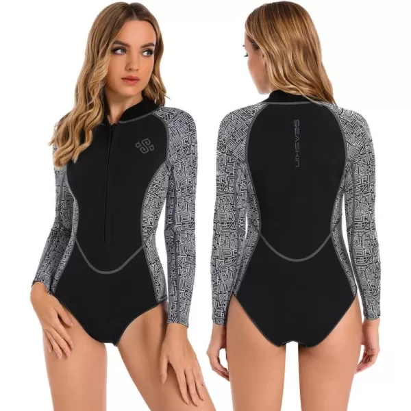 Seaskin Womens One Piece Long Sleeves Shorty Wetsuit 2mm