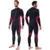 imageSeaskin Wetsuits for Men Women 3mm Front Zip Full WetsuitMens BlackRed