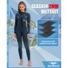 imageSeaskin Wetsuits for Mens Womens 2mm Front Zip Full Body Diving SuitsNavy Blue Womens