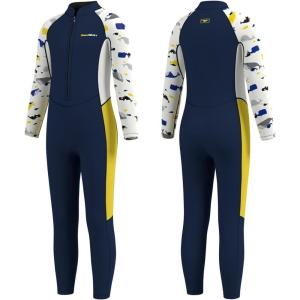 imageSeaskin Kids Wetsuit for Boys Girls Toddler 2mm Front Zip Full Body Diving Suits Thermal SwimsuitsYellow