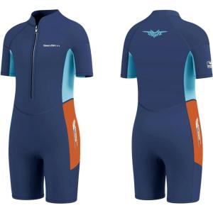 imageSeaskin Kids Wetsuit for Boys Girls Toddler 2mm Front Zip Thermal Swimsuits Shorty Diving SuitsOrange