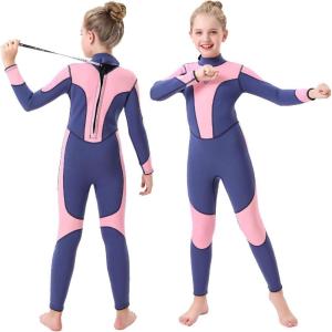 imageSeaskin Kids Wetsuit for Boys Girls Toddler 3mm Back Zip Thermal SwimsuitsNavyPink